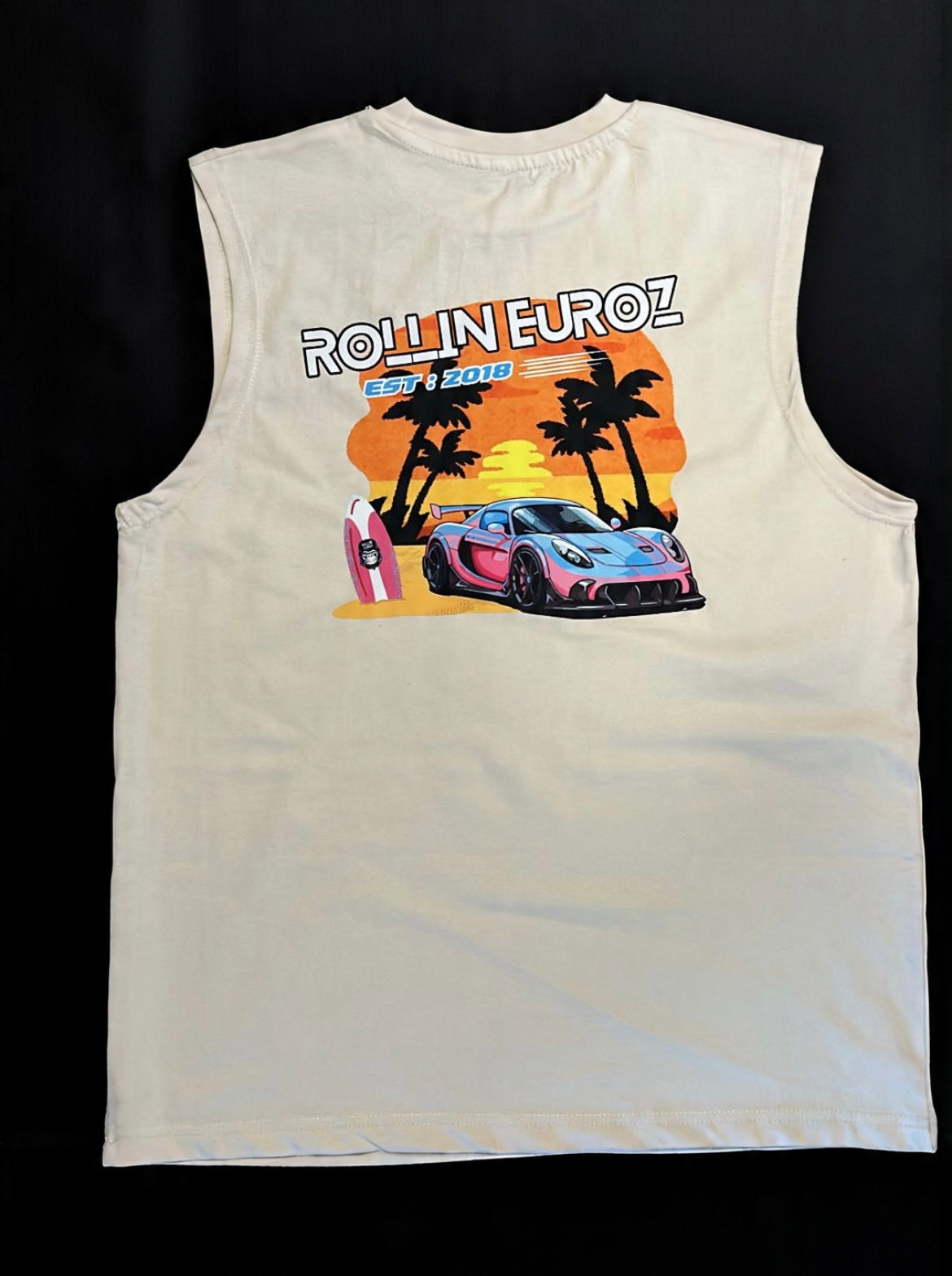 Rollin Euroz Mens Cream Sleeveless Shirt