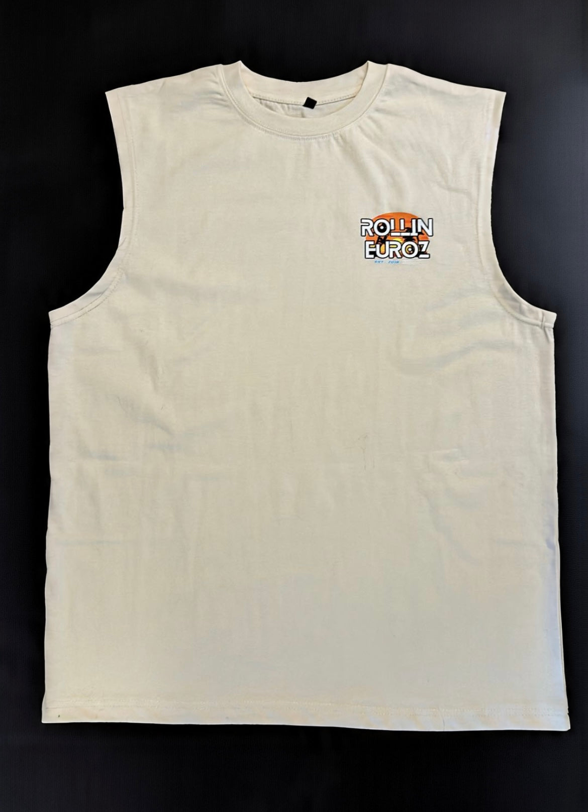 Rollin Euroz Mens Cream Sleeveless Shirt